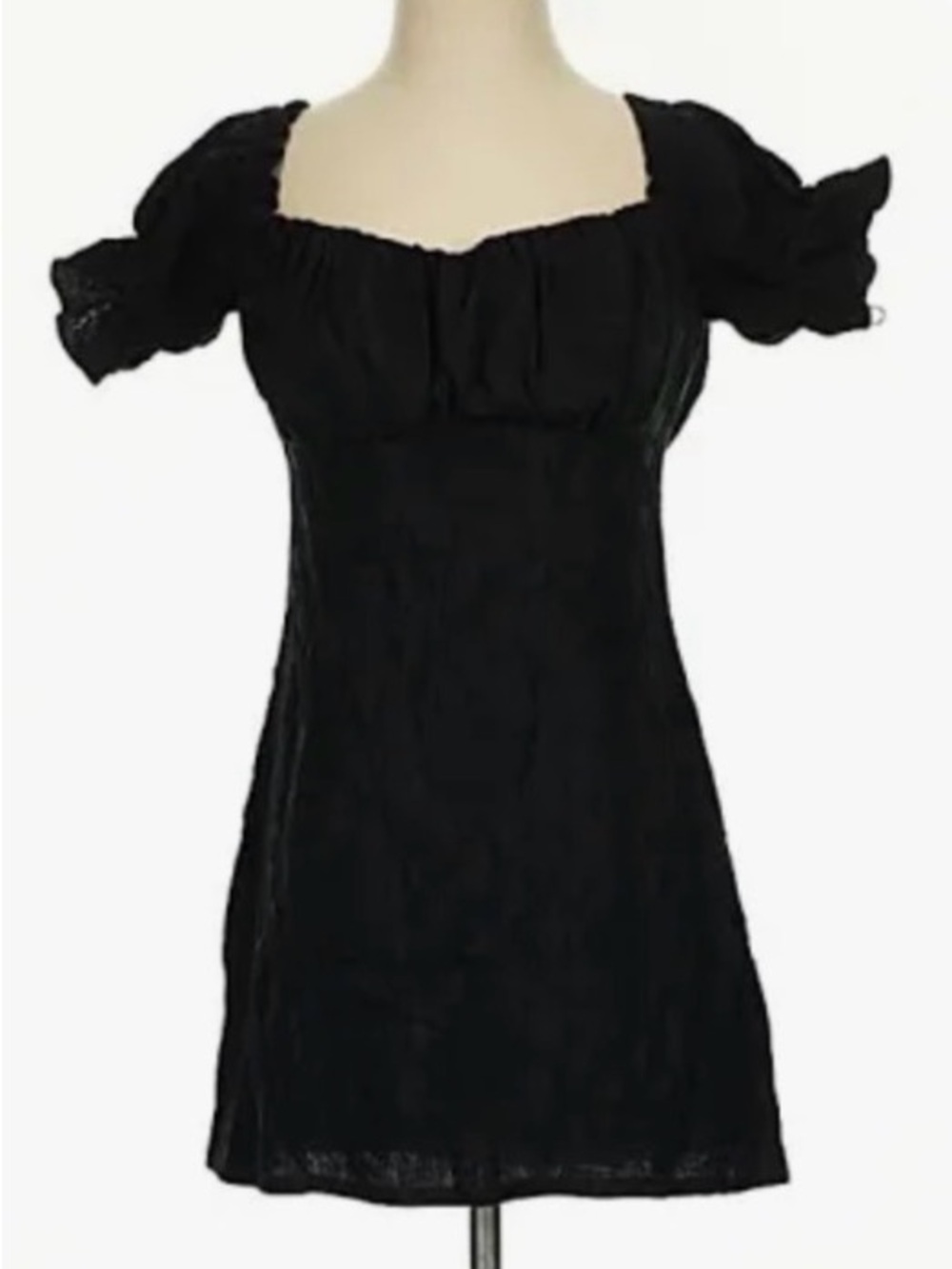 Urban Outfitters Black Puff-Sleeve Square Neck Mini Dress Sz Small